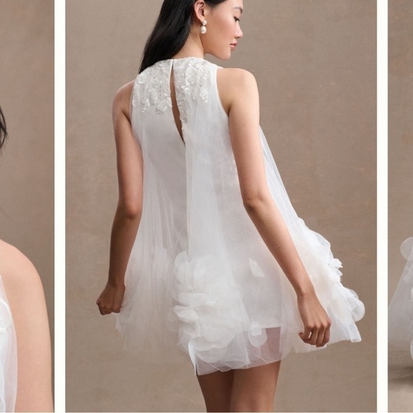 Mac Duggal x Anthropologie Della Appliqué Petal Halter Dress Size 12 New - Picture 4 of 17